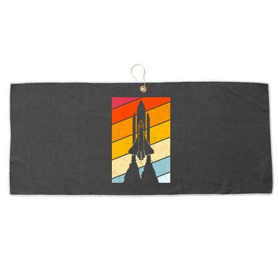 Retro Space Rocket Launch Large Microfiber Waffle Golf Towel