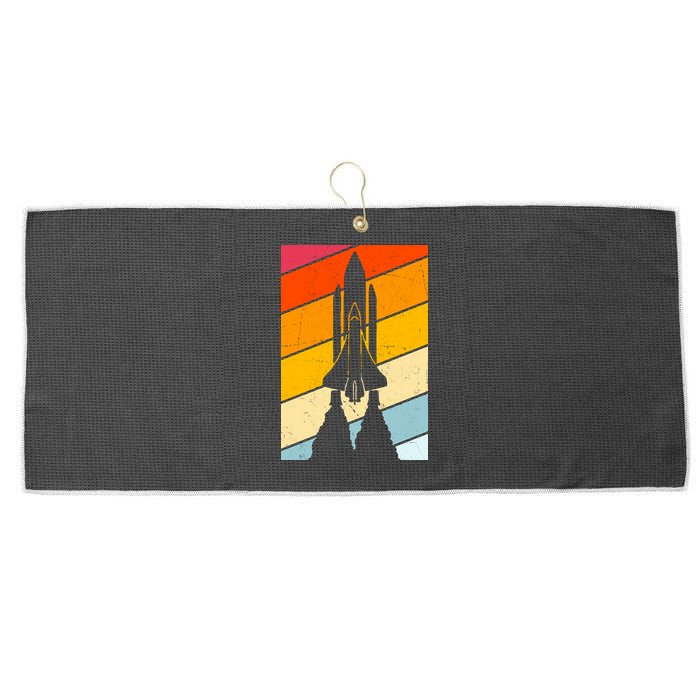 Retro Space Rocket Launch Large Microfiber Waffle Golf Towel