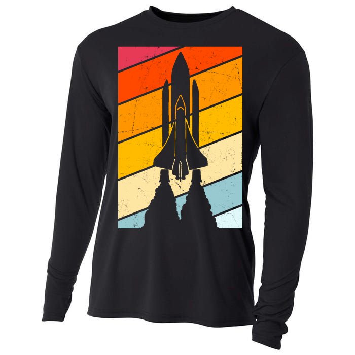 Retro Space Rocket Launch Cooling Performance Long Sleeve Crew