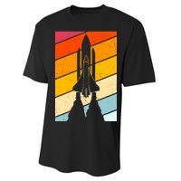 Retro Space Rocket Launch Performance Sprint T-Shirt