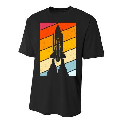 Retro Space Rocket Launch Youth Performance Sprint T-Shirt