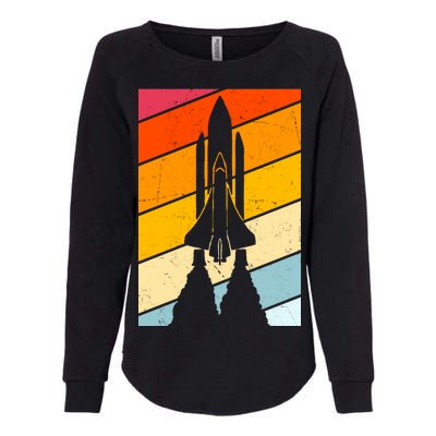 Retro Space Rocket Launch Womens California Wash Sweatshirt