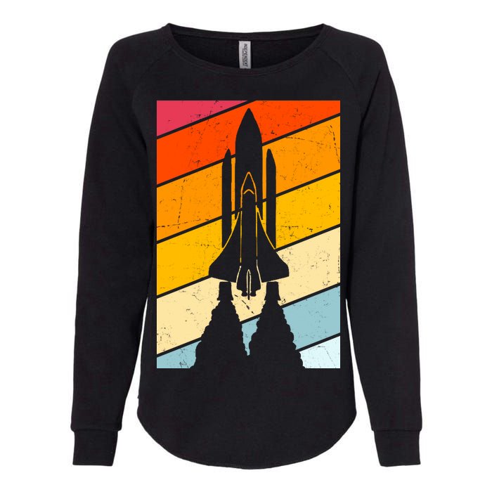 Retro Space Rocket Launch Womens California Wash Sweatshirt