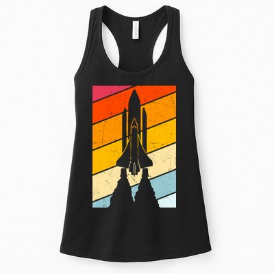 Retro Space Rocket Launch Womens Tank Top