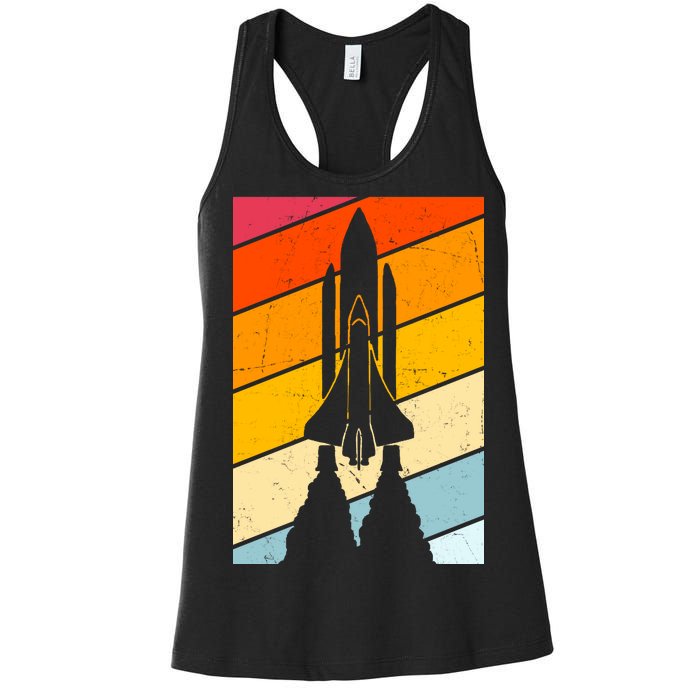 Retro Space Rocket Launch Women's Racerback Tank