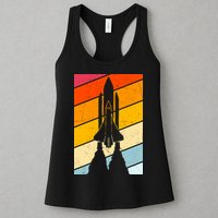 Retro Space Rocket Launch Womens Tank Top