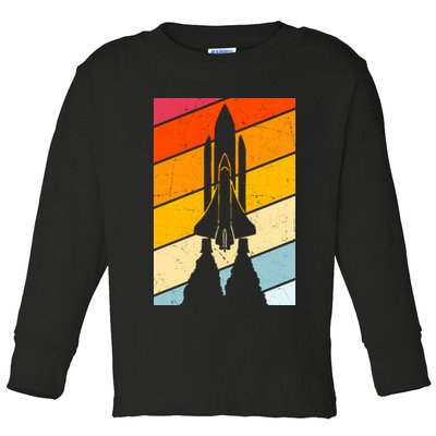 Retro Space Rocket Launch Toddler Long Sleeve Shirt