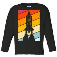 Retro Space Rocket Launch Toddler Long Sleeve Shirt