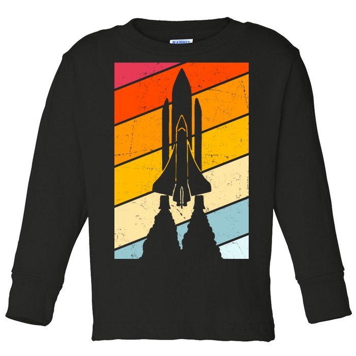 Retro Space Rocket Launch Toddler Long Sleeve Shirt