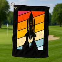 Retro Space Rocket Launch Golf Towel