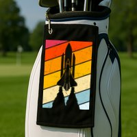 Retro Space Rocket Launch Golf Towel