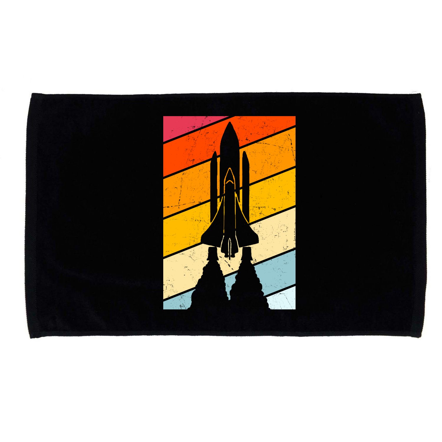 Retro Space Rocket Launch Microfiber Hand Towel