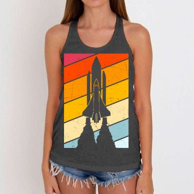 Retro Space Rocket Launch Women's Knotted Racerback Tank