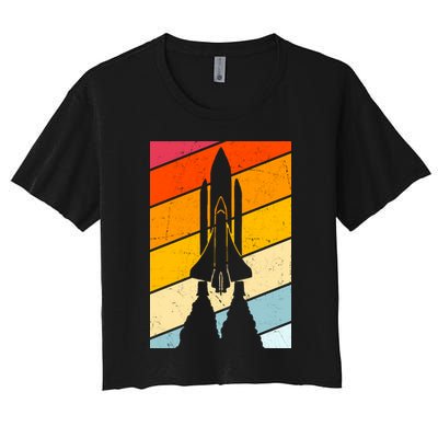 Retro Space Rocket Launch Crop Top