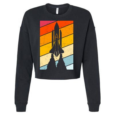 Retro Space Rocket Launch Cropped Pullover Crew