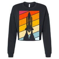 Retro Space Rocket Launch Cropped Pullover Crew