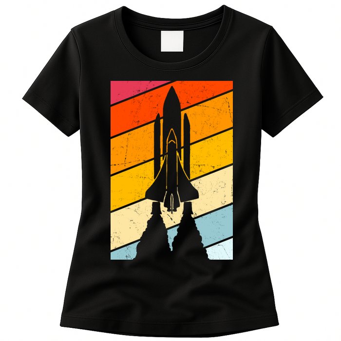 Retro Space Rocket Launch Womens T-Shirt