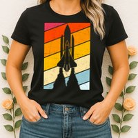 Retro Space Rocket Launch Womens T-Shirt
