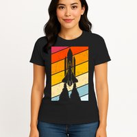 Retro Space Rocket Launch Womens T-Shirt