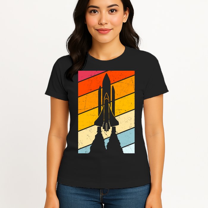 Retro Space Rocket Launch Womens T-Shirt