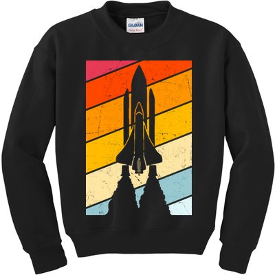 Retro Space Rocket Launch Kids Sweatshirt