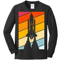 Retro Space Rocket Launch Kids Long Sleeve Shirt