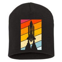 Retro Space Rocket Launch Short Acrylic Beanie