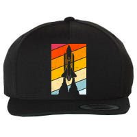 Retro Space Rocket Launch Wool Snapback Cap