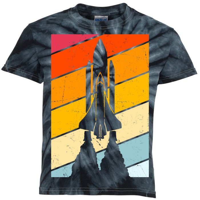 Retro Space Rocket Launch Kids Tie-Dye T-Shirt