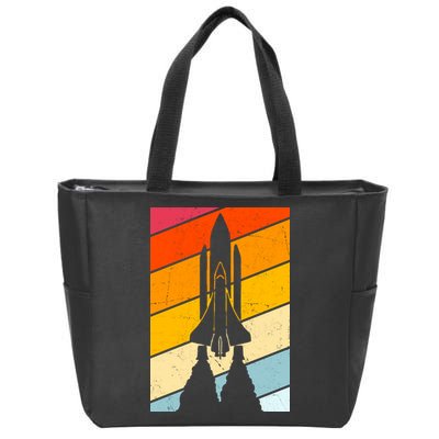 Retro Space Rocket Launch Zip Tote Bag