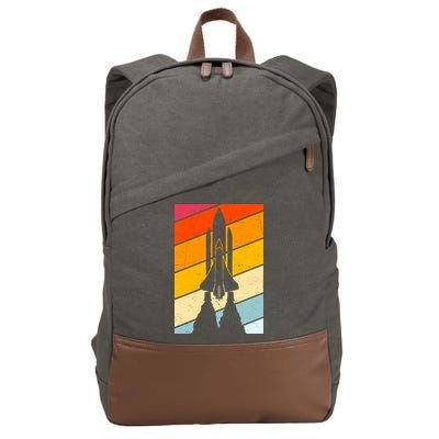 Retro Space Rocket Launch Cotton Canvas Backpack