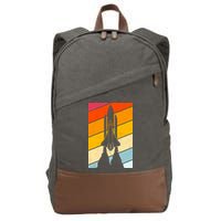 Retro Space Rocket Launch Cotton Canvas Backpack