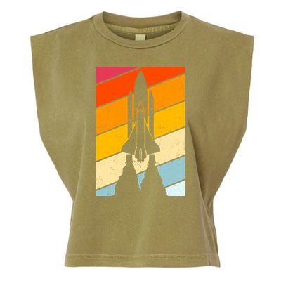 Retro Space Rocket Launch Garment-Dyed Women's Muscle Tee