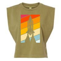 Retro Space Rocket Launch Garment-Dyed Women's Muscle Tee