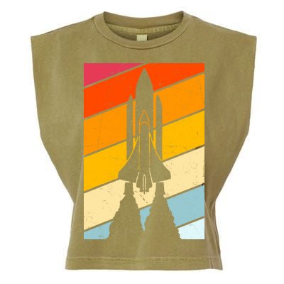 Retro Space Rocket Launch Garment-Dyed Women's Muscle Tee