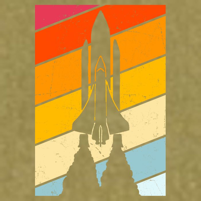 Retro Space Rocket Launch Garment-Dyed Women's Muscle Tee