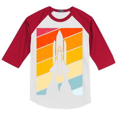 Retro Space Rocket Launch Kids Colorblock Raglan Jersey