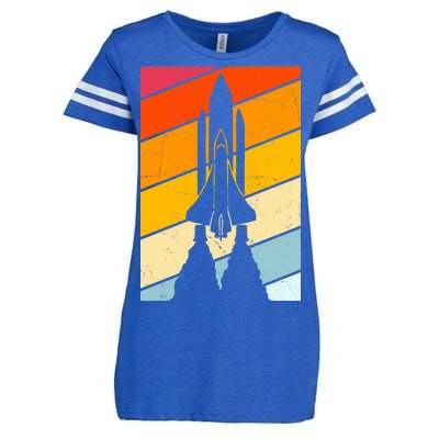 Retro Space Rocket Launch Enza Ladies Jersey Football T-Shirt