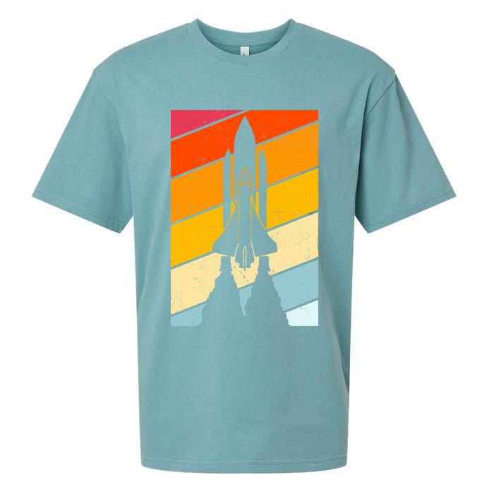 Retro Space Rocket Launch Sueded Cloud Jersey T-Shirt