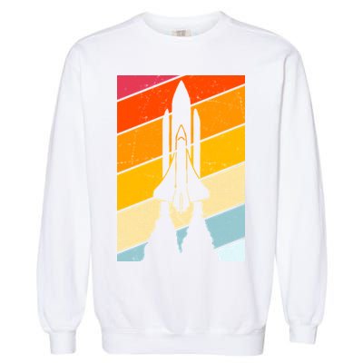 Retro Space Rocket Launch Garment-Dyed Sweatshirt