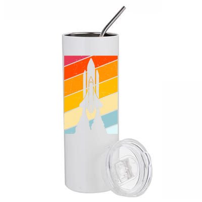 Retro Space Rocket Launch Stainless Steel Tumbler