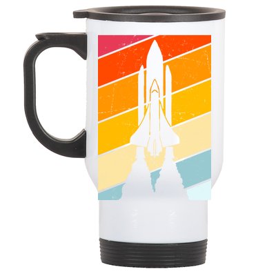 Retro Space Rocket Launch Stainless Steel Travel Mug