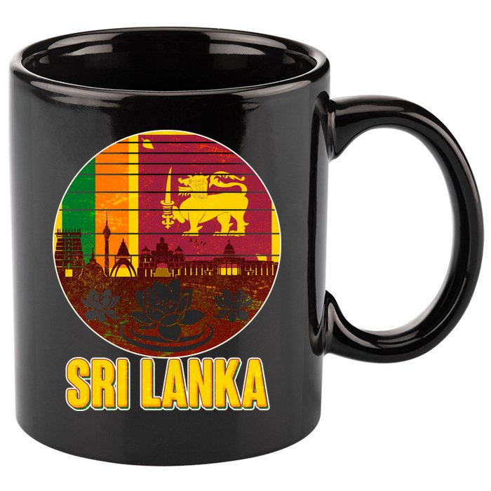 Retro Sri Lanka Emblem 11oz C Handle Ceramic Mug