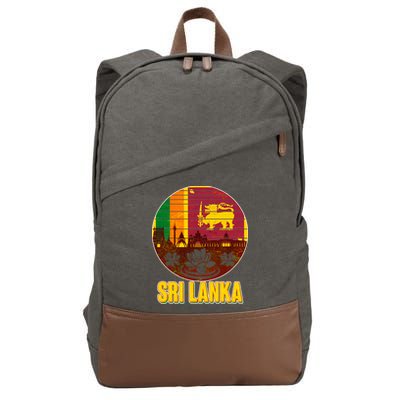 Retro Sri Lanka Emblem Cotton Canvas Backpack