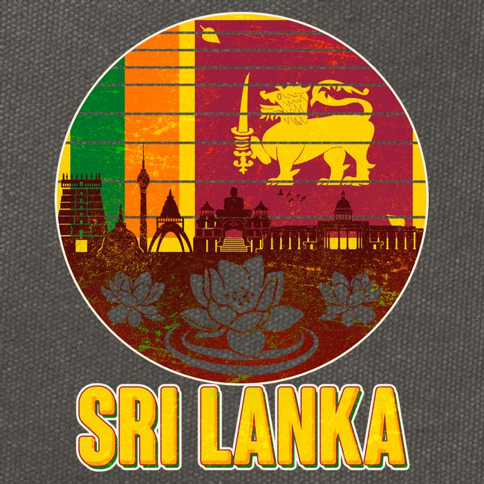Retro Sri Lanka Emblem Cotton Canvas Backpack