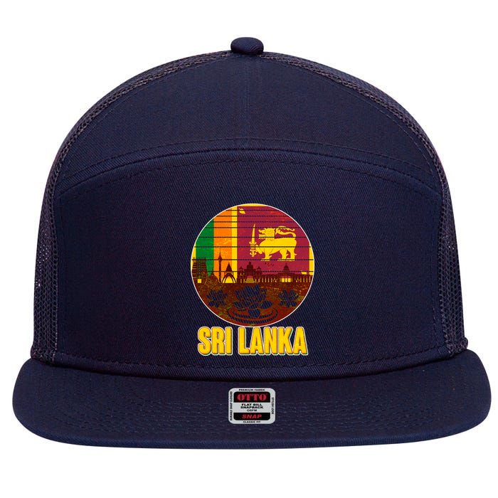 Retro Sri Lanka Emblem 7 Panel Mesh Trucker Snapback Hat
