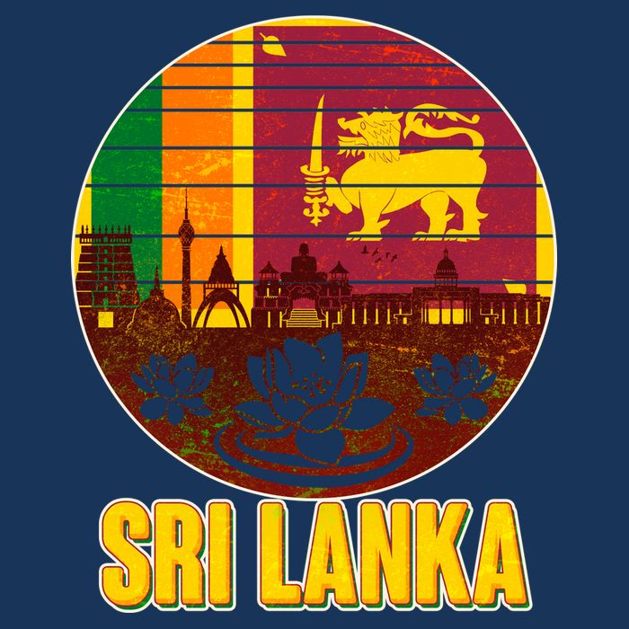 Retro Sri Lanka Emblem 7 Panel Mesh Trucker Snapback Hat