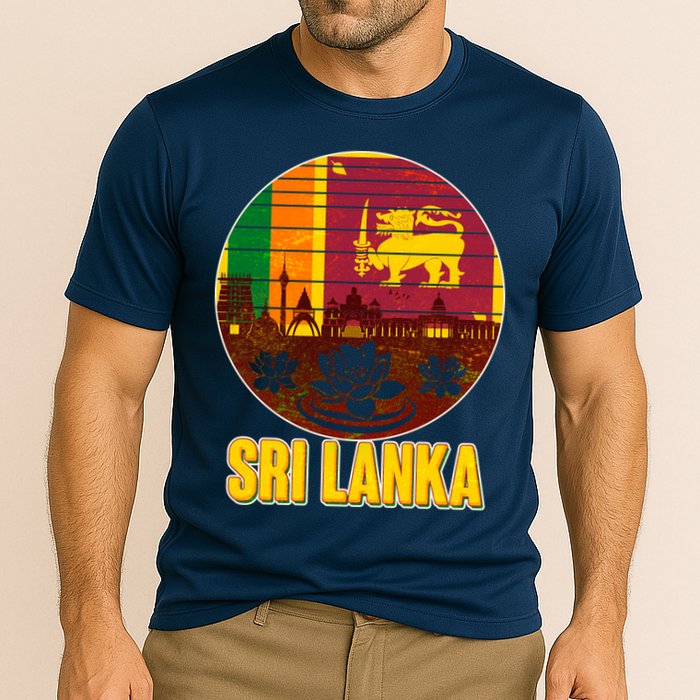 Retro Sri Lanka Emblem Cooling Performance Crew T-Shirt