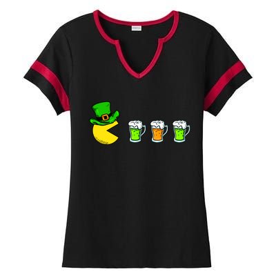 Retro St. Patrick's Day Drinking Game Ladies Halftime Notch Neck Tee