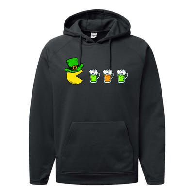 Retro St. Patrick's Day Drinking Game Performance Fleece Hoodie